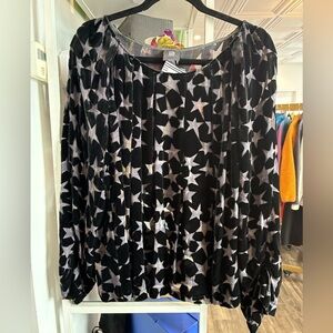 Lilith velvet star long sleeve cutout blouse size L